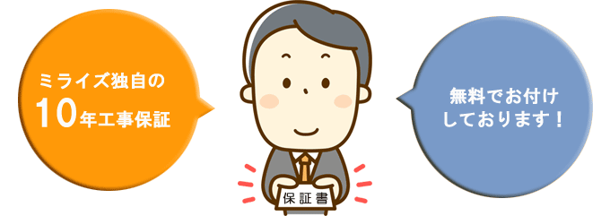 工事保証を無料でお渡し